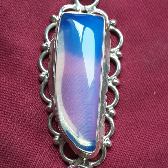 VINTAGE HANDCRAFTED 925 SILVER PENDANT.  MOONSTONE/QUARTZ/AMETHYST. - Picture 1 of 5